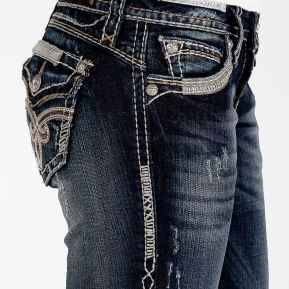 ROCK REVIVAL ROZA Low Rise Easy Boot Jeans Cowgirl Rodeo Size 31 - Picture 8 of 8